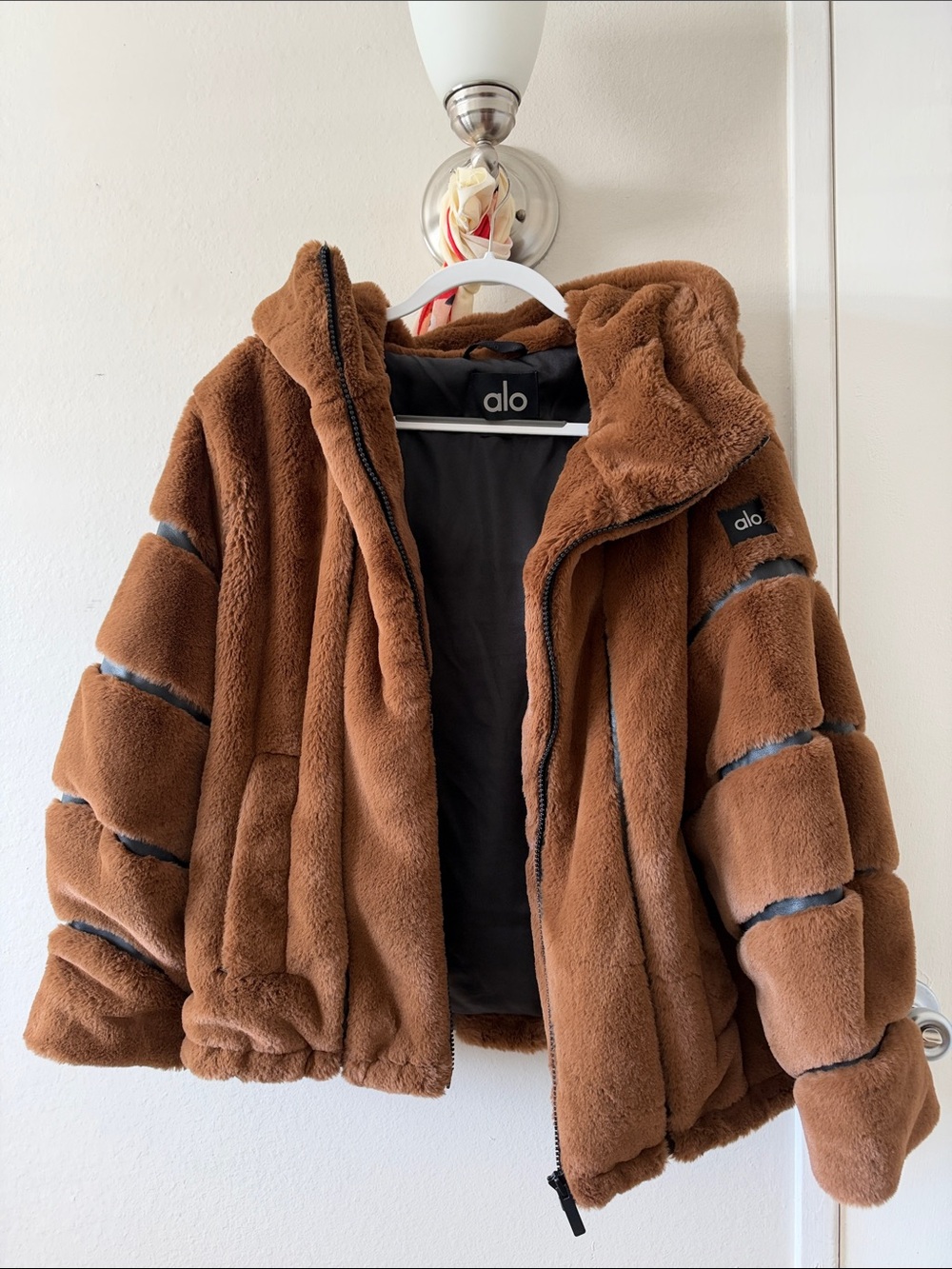 ALO Knock out Faux Fur Jacket in Brown